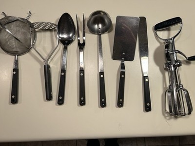 Vintage Lot Flint Stainless Steel Kitchen Utensils 8 Pc Set USA