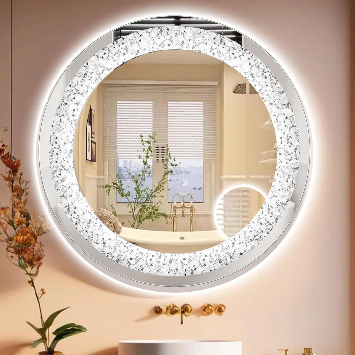 LED Badspiegel mit Uhr Touch Beschlagfrei Beleuchtung Wandspiegel 3 Lichtfarbe