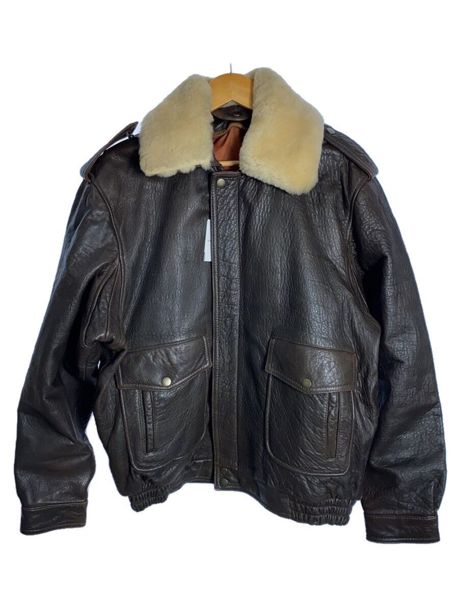 Men's Brown Cowhide Leather Blouson Jacket Size 44 Style 1266
