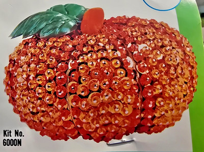 Vtg Walco Beaded PUMPKIN Centerpiece Kit Flocked Halloween Autumn DIY 1973 Rare