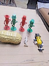 7 piece group of Mr. Peanut figures -S&P shakers - keytags - peanut