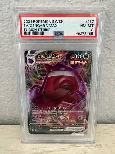 2021 POKEMON SWORD & SHIELD FUSION STRIKE #157 FULL ART/GENGAR VMAX PSA 8
