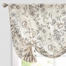 Tie Up Valance Curtain Floral Linen for Windows Farmhouse Valance 45 Inch