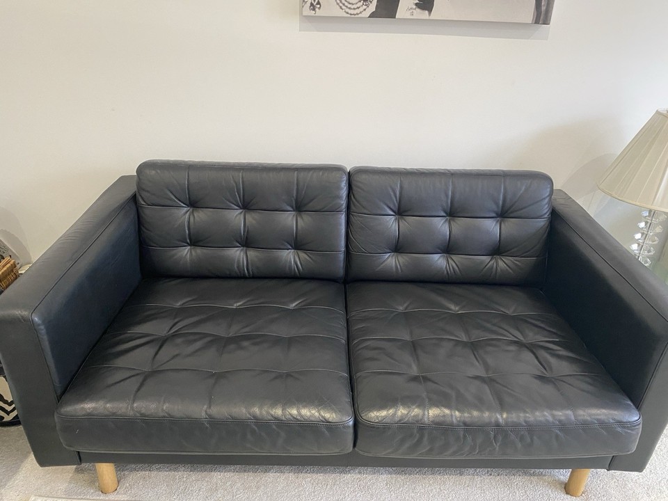 RRP:£699 IKEA LANDSKRONA BLACK TWO SEATER LEATHER SOFA | eBay UK