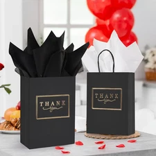 50 Packs Gift Bags with Gift Bags with Tissue Paper, Present Bag for Birthdays