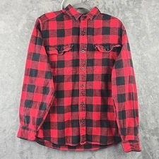 Woolrich Oxbow Bend Heavy Flannel Shirt Red Black Buffalo Plaid Mens Size Medium
