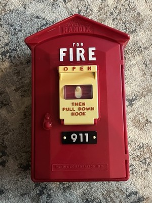 Randix Fire Box Wall Phone Vintage Push Button Landline Telephone Red Retro