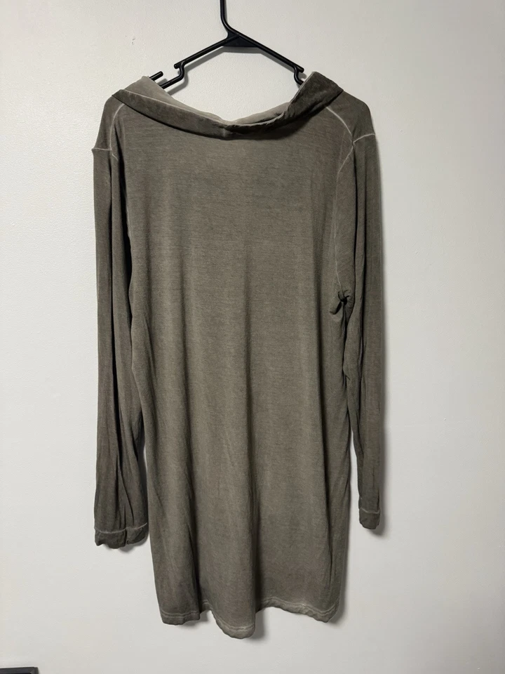 Túnica con capucha fluida Soft Surroundings musgo para mujer grande gris seda lana Foto 4 de 4