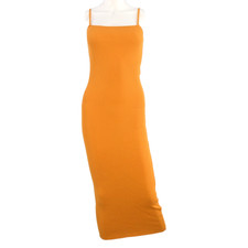 ZARA Ribbed Knit Midi Dress Orange Strappy Bodycon Summer size XS