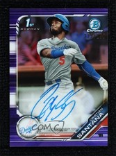 2019 Bowman Chrome Prospect Purple Refractor 232/250 Cristian Santana Auto 0j5i