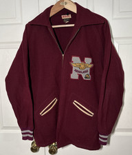 1940s Bill Hatch Wool NAVALAIRS Wrestling Letterman Sweater Navy Military Sz 50