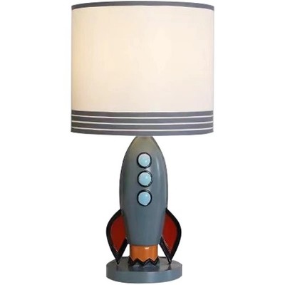 Kids Bedside Table Lamp, Adorable 14 Inch Rocket Ship Design with Cute Lampsh...