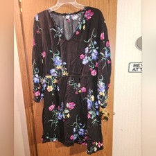 Old Navy Women's Large Black Floral Print Dress