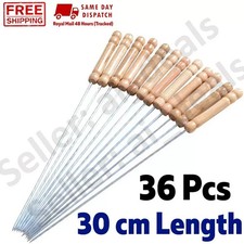 36pcs BBQ  Skewers Wooden Handel Stainless  Steel Metal Wooden Handle 6881