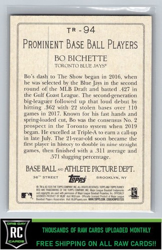 2020 Topps Turkey Red 2020 (Series 1) Bo Bichette #TR-94 Rookie Blue Jays - Picture 2 of 2