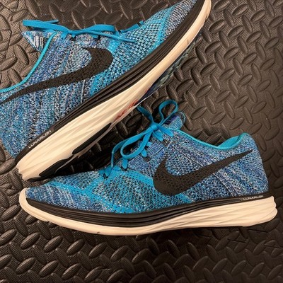 Rare Nike Flyknit Lunar 3 Mens 12 Shoes Photo Blue White Running Sneakers 2015