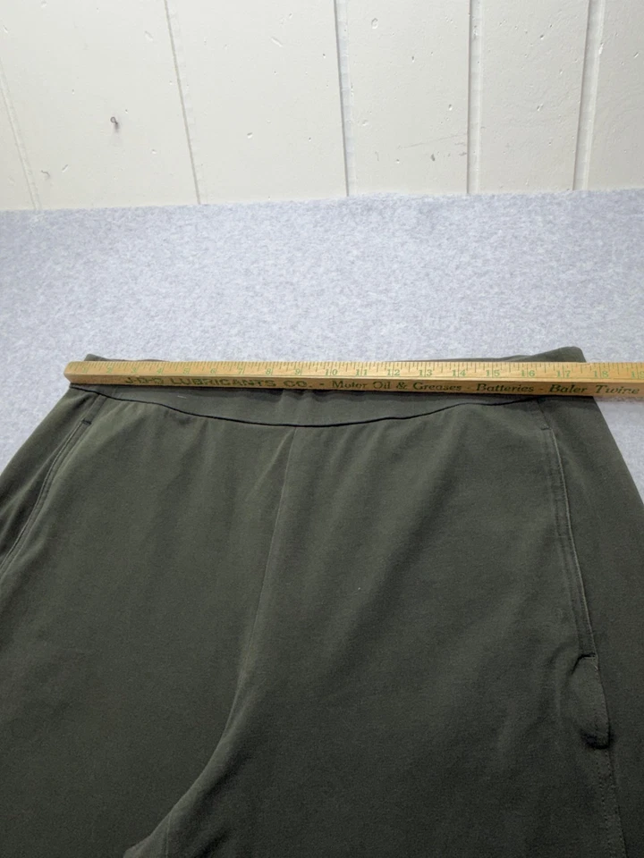 Pantalones Eileen Fisher para mujer grandes verdes de algodón orgánico elásticos cónicos Foto 2 de 4