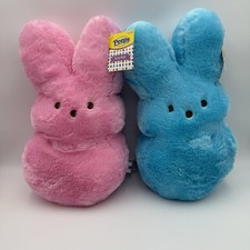 Peeps Plush Bunny Stuffed Animal Pink And Blue Set - 16-17 Inches - With Tags