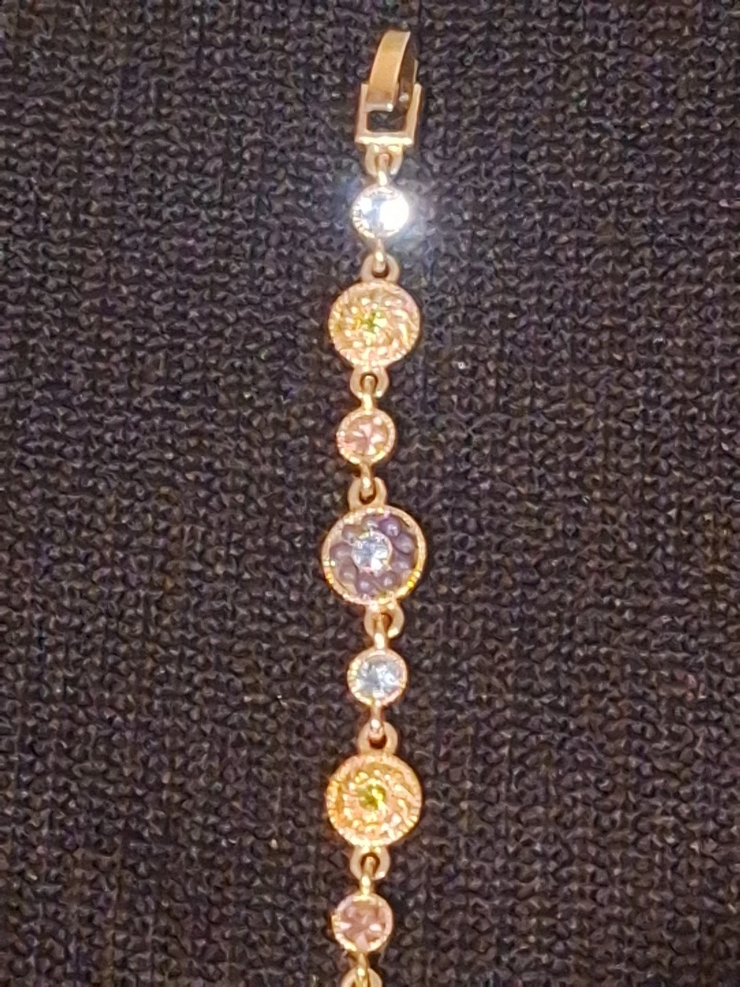 Bracciale stile GIVENCHY con strass 7 5" cristalli scintillanti tono oro