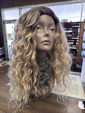 K Fencca Ash Blonde Long Curly Wigs for Women Ombre Color Heat Synthetic Curly