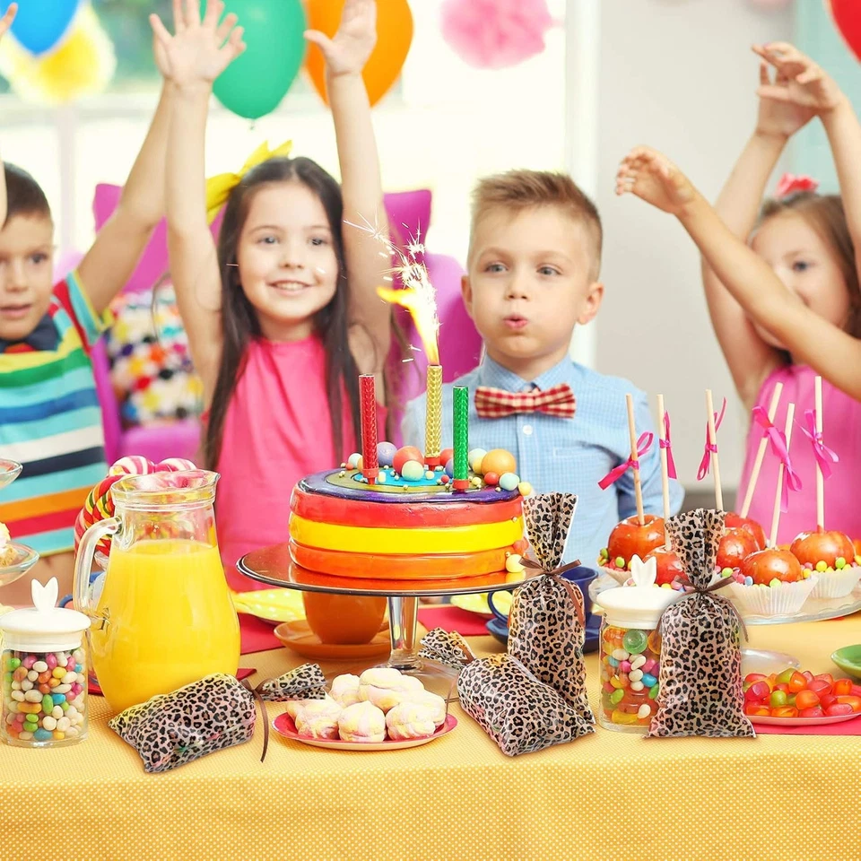 100 peças sacos de doces com estampa de leopardo animal chita creme, marrom - Imagem 4 de 4