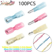 100PCS Female Male Heat Shrink Bullet Connector Electrical Wire Crimp Terminals