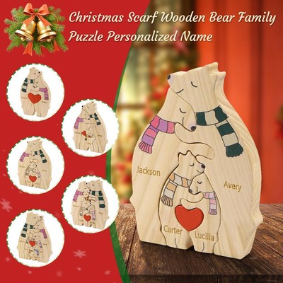 Personalized Bear Family Wooden Puzzle Toy Family of Bears Educational DIY