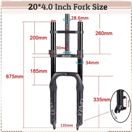 Snow Fat Bike Fork 20/26*4.0 Inch Double Shoulder Front Suspension Air Fork - Picture 5 of 22