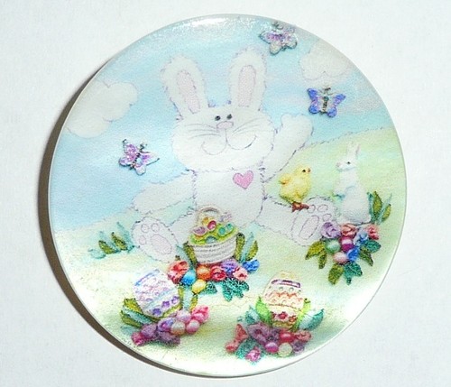 Conejo de Pascua Conejo y Cestas Botón Madreperla - Botón MOP Caramelo 1-3/8" - Imagen 2 de 3