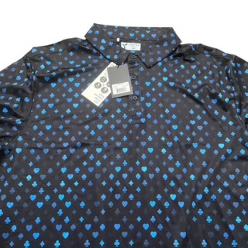 NEW YATTA Golf Polo Shirt Mens XL Black Royal Flush Card Design NWT