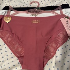 JUICY COUTURE INTIMATES 3 PACK NYLON SPANDEX BIKINI PANTIES BLACK PINK WHITE MED
