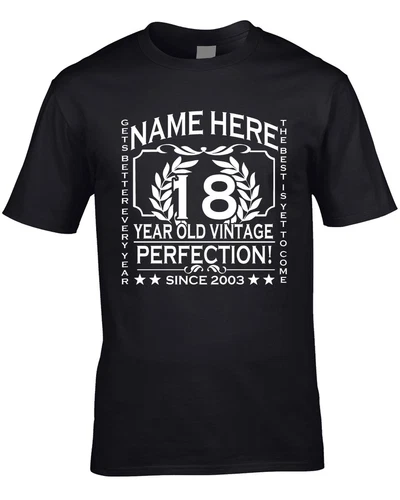 18th Birthday T-Shirt Personalise with Name Age Year Ideal Birthday Gift T-Shirt