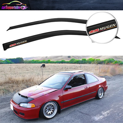 Fit For 92-95 Honda Civic Coupe Hatchback Window Visors Guard Shade w/ 3D Mugen