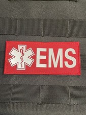 EMS Reflective Patch EMT Paramedic First Responder Medic Fire Hook Loop Red