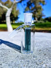Premium Thick 14mm 45° Teal Quad Tree Perc Ash Catcher Tobacco Water Pipe Bong