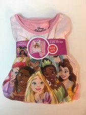 NEW GIRL'S SIZE 4-5 DISNEY PRINCESS LONG SLEEVE FLANNEL 2 PIECE PAJAMA SET