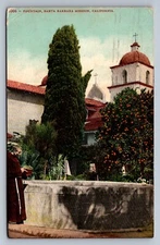 Postcard California Santa Barbara Mission Fountain Monk 1908 I809