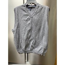 Club Room Mens Solid V-Neck Sweater Vest Gray Large