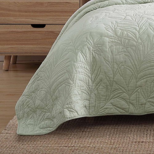 Tommy Bahama Quilt Only 1-Pcs Cotton Twin Size Soft Textured Machine Wash Green - Picture 3 of 5