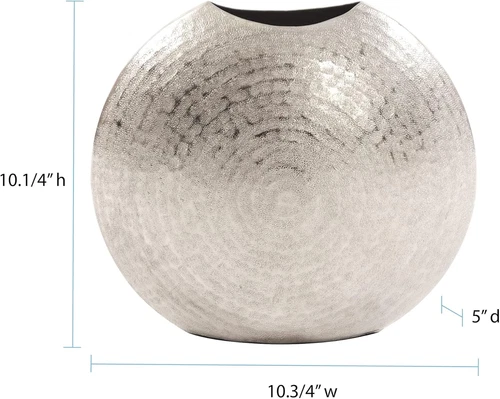 Frosted Metallic Silver Decorative Vase - Hammered Accent for Home Decor - Picture 4 of 5