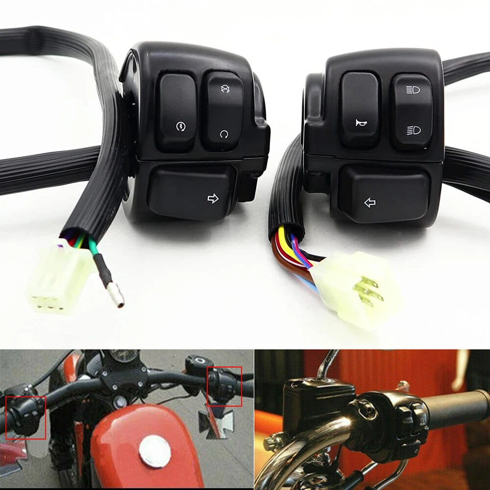 For Harley Sportster Dyna 1996-2012 Handlebar Control Switches + Wiring Harness Foto 2 de 4