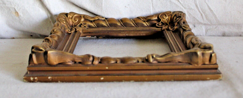 MINI ANTIQUE WOOD FIT 5" X 6" PICTURE FRAME ORNATE GOLD GILT ARTS CRAFTS NOUVEAU - Picture 7 of 17