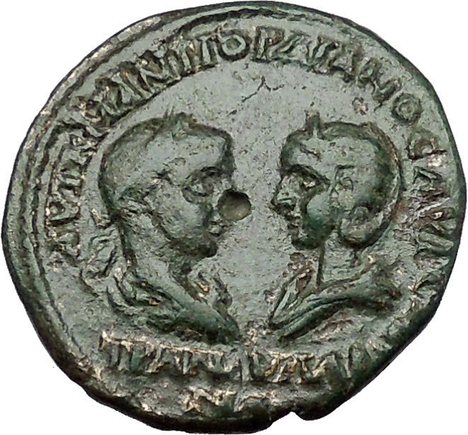 GORDIAN III & TRANQUILLINA 238AD Anchialus Thrace Tyche Roman Coin