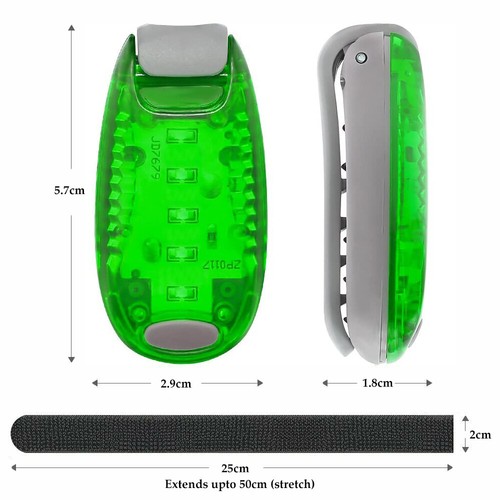 3 Green LED Safety Light Night Clip On Waterproof Flashing Running Cycling Bike - Picture 8 of 11