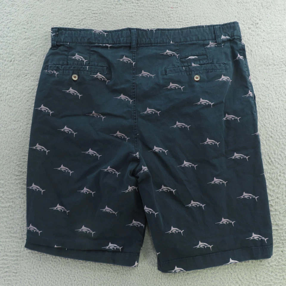 Pantalones Cortos Hudson & Barrow Para Hombres 36 Azul Marlin Estampado Peces Exterior Preppy Chino Foto 4 de 4