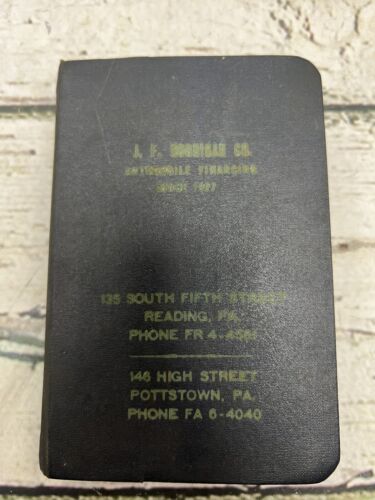 Vintage J.F. Borrigan Co. Autofinanzierung Lesen Pottstown PA Rotes Buch Berichte