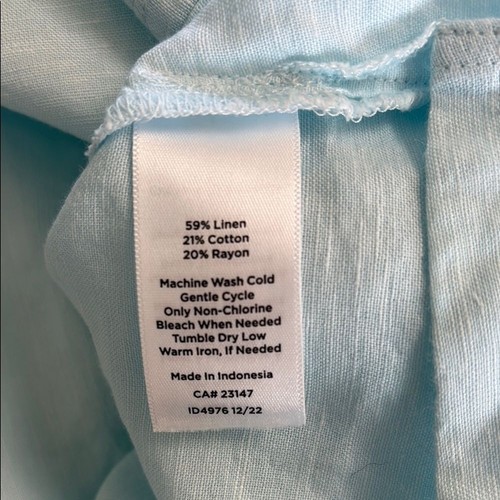 NWT Talbots Light Blue Sleeveless Top Linen Cotton Coastal Summer XL - Picture 6 of 6