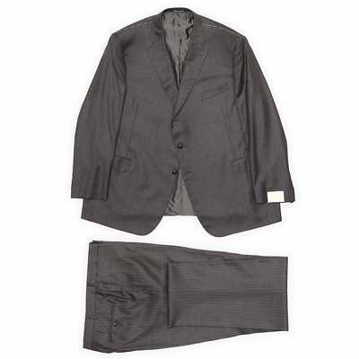 VANNUCCI Milano Gray Striped Loro Piana Virgin Wool Super 130's Suit NEW Big & T