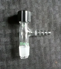 Chemglass 14/10 #7 Chem-Thread Glass Inlet Adapter w/ Hose Connection, Chipped