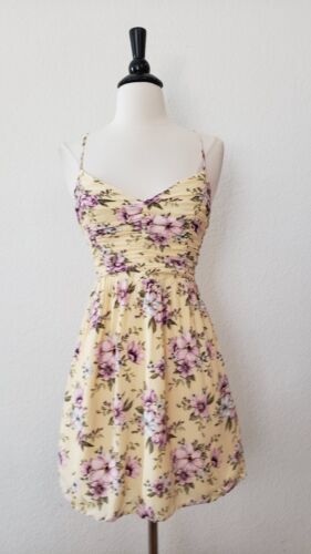 Anthropologie Kleid Neu Größe Small XS gelb Blumenmuster Schnürung Bridgerton Kokette